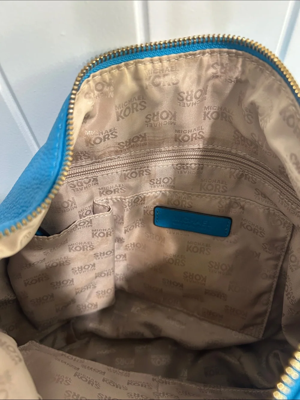 Michael Kors Bright Teal Leather Hobo with Matching Wallet